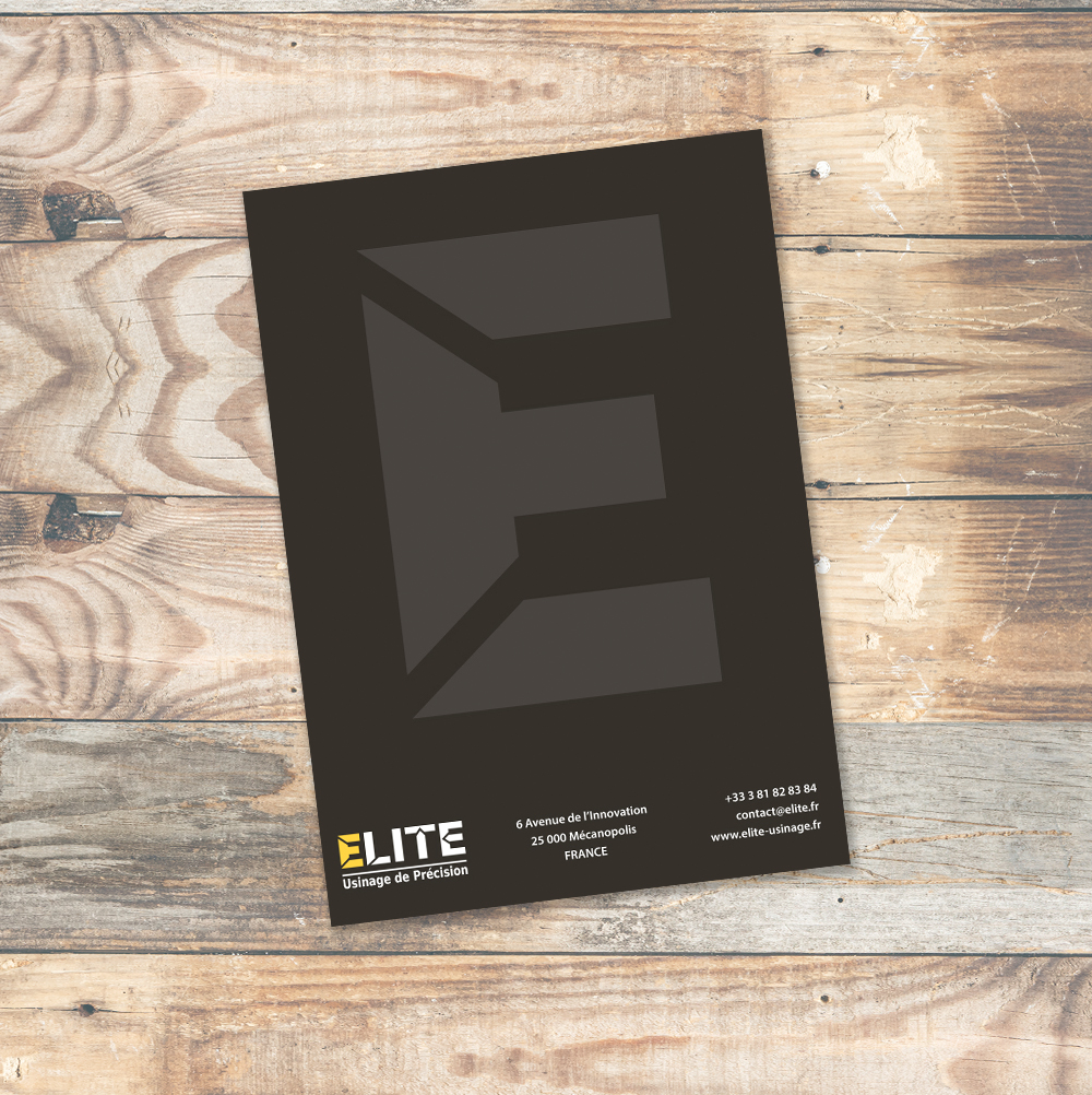 Dos brochure de présentation Elite Usinage de Précision 2024