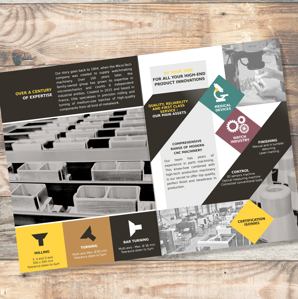 Intérieur brochure de présentation Elite Usinage de Précision 2024