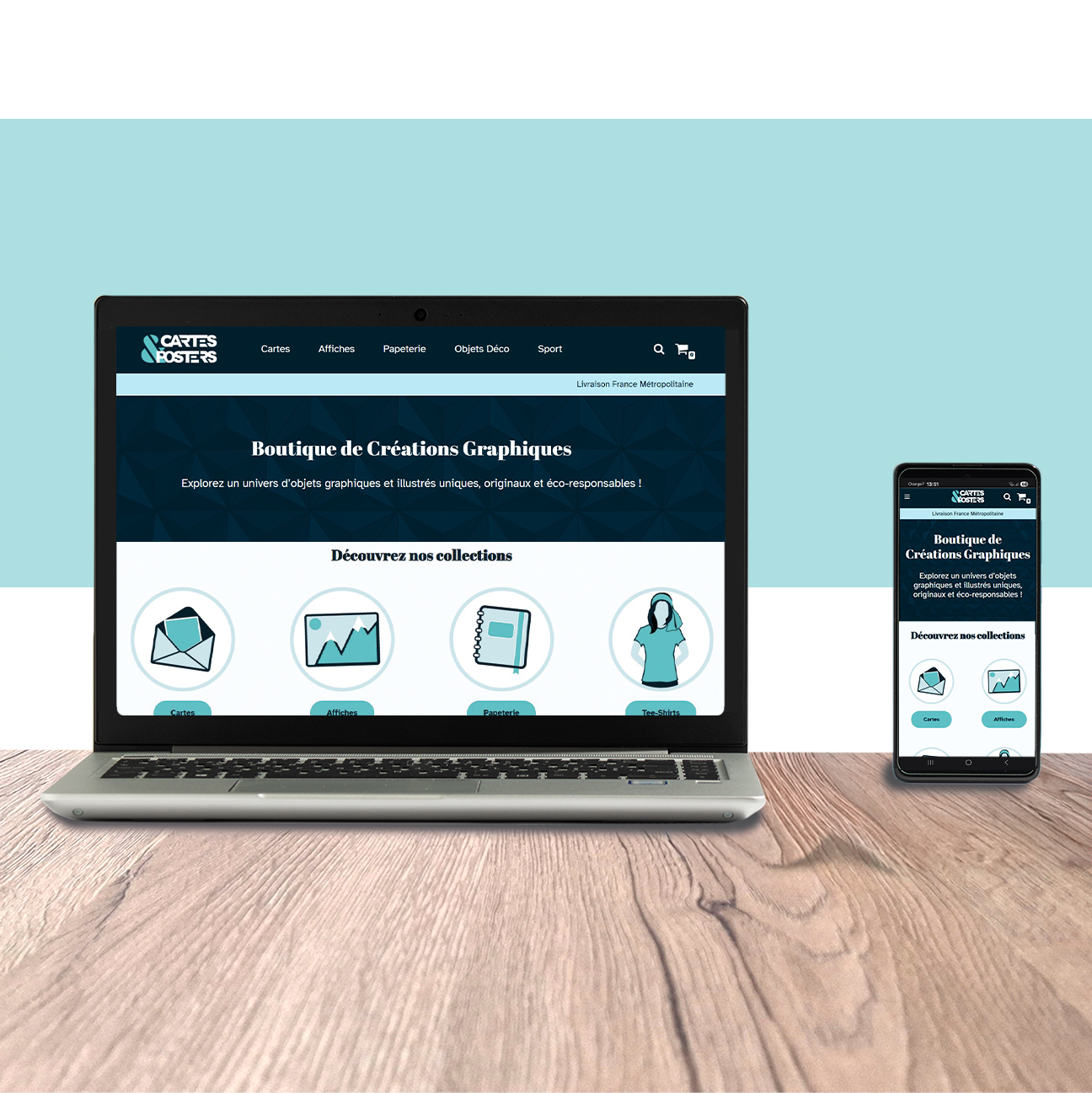 Réalisation et mise en ligne du site e-commerce de Cartes et Posters